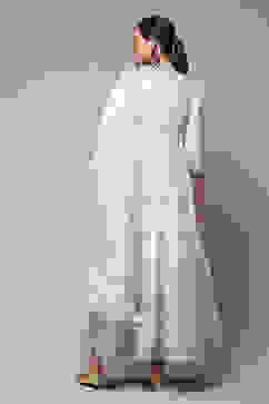 Ivory Cotton Anarkali Kurta Sharara Suit Set image number 4