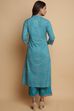 Teal Cotton A-Line Kurta Palazzo Suit Set image number 4