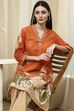 Orange Cotton Blend Schiffli Straight Kurta Set image number 8
