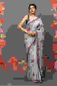 Rohit Bal Pista Green Cotton Blend Saree image number 5