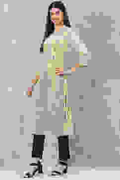 Beige Rayon A-Line Printed Kurta image number 2