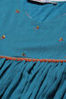 Turquoise Blue Art Silk Gathered Kurta Palazzo Suit Set image number 6