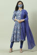 Blue Cotton Kalidar Kurta Churidar Suit Set image number 7
