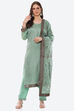 Green Organza Satin Unstitched Suit Set image number 0