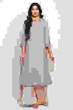 Grey Poly Metallic Cotton A Line Suit Set image number 0