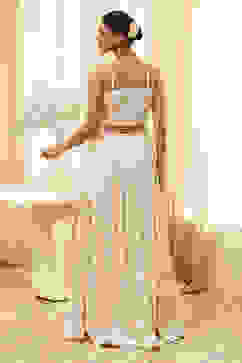 Ivory Georgette Embroidered Lehenga Set image number 4