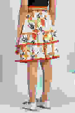 Cream-Colored Floral Tiered Skirt image number 4