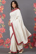 Off White Chanderi Silk Solid Saree With Blouse image number 2