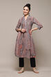 Peach & Blue Polyester Straight Printed Kurta image number 6
