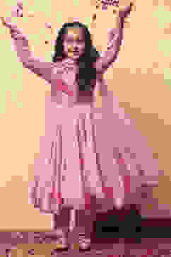 Pink Polyester Blend Anarkali With Jacket Suit Set image number 0