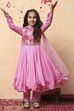 Pink Polyester Blend Anarkali With Jacket Suit Set image number 0