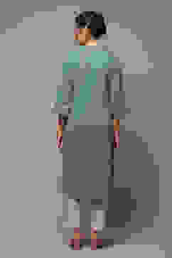 Fern Green Acrylic Straight Yarndyed Kurta image number 2