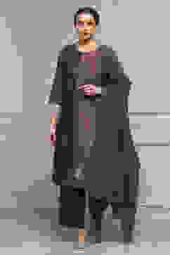 Lavender Chanderi Relaxed Dyed Kurta Pants Set image number 0