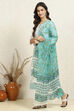 White and Pink Cotton Floral Hand Block Unstitched Suit Set image number 4