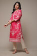 Pink Cotton Straight Printed Kurta image number 0