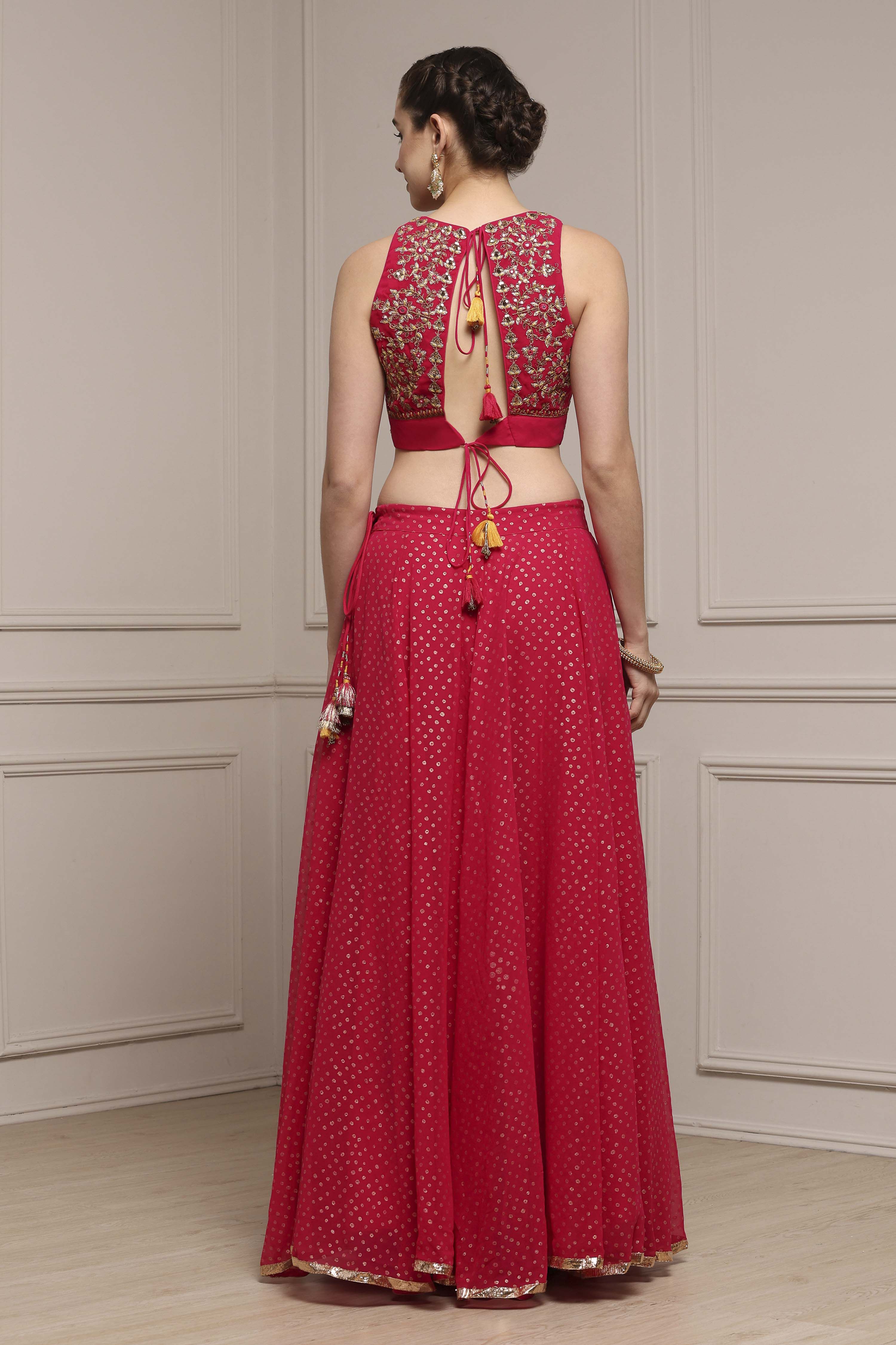 Fuchsia Polyester Printed Lehenga Set image number 4