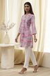 Pink Printed Straight Short Kurta image number 2