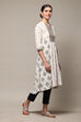 Marine Blue Cotton Blend A-Line Printed Kurta image number 3