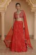 Red Chanderi Digital Printed Lehenga Set image number 7