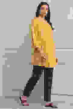 Yellow Viscose Rayon Straight Kurta Pants Set image number 5