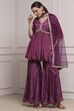 Purple Viscose Shantoon Printed Peplum Garara Suit Set image number 0