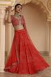 Red Chanderi Digital Printed Lehenga Set image number 0