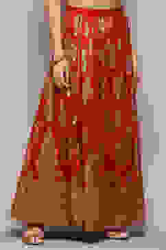 Red Polyester Printed Flared Skirt image number 3