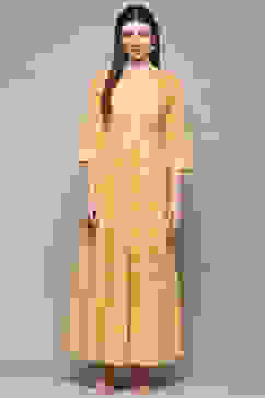 Yellow Cotton Anarkali Dress image number 5