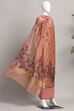 Peach Cotton Jamdani Unstitched Suit Set image number 4