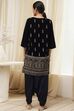 Navy Blue Polyester Straight Kurta Pants Set image number 4