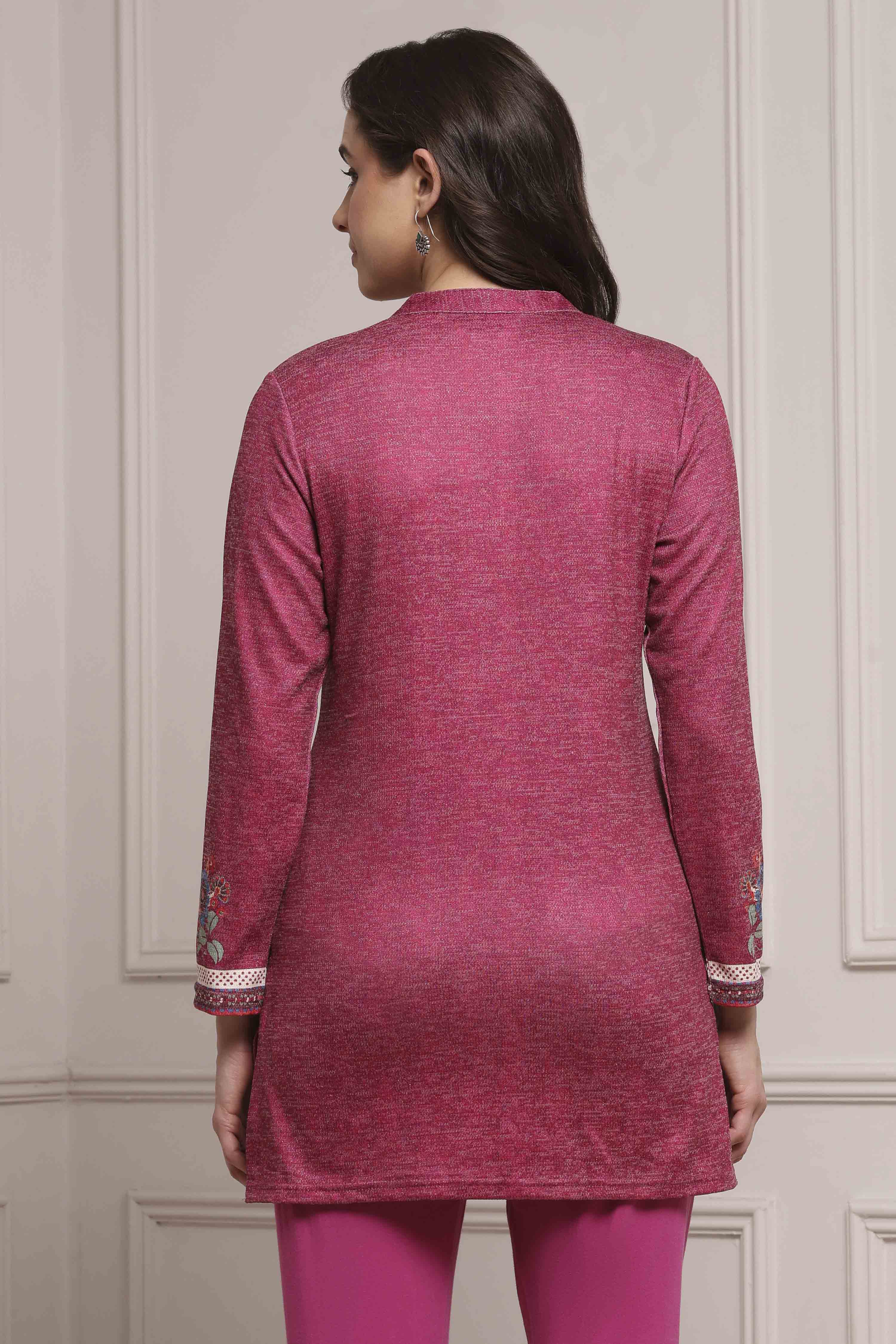 Pink Blended Printed Kurti image number 3