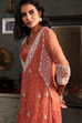 Burnt Orange Embroidered Organza Kalidar Suit Set image number 1