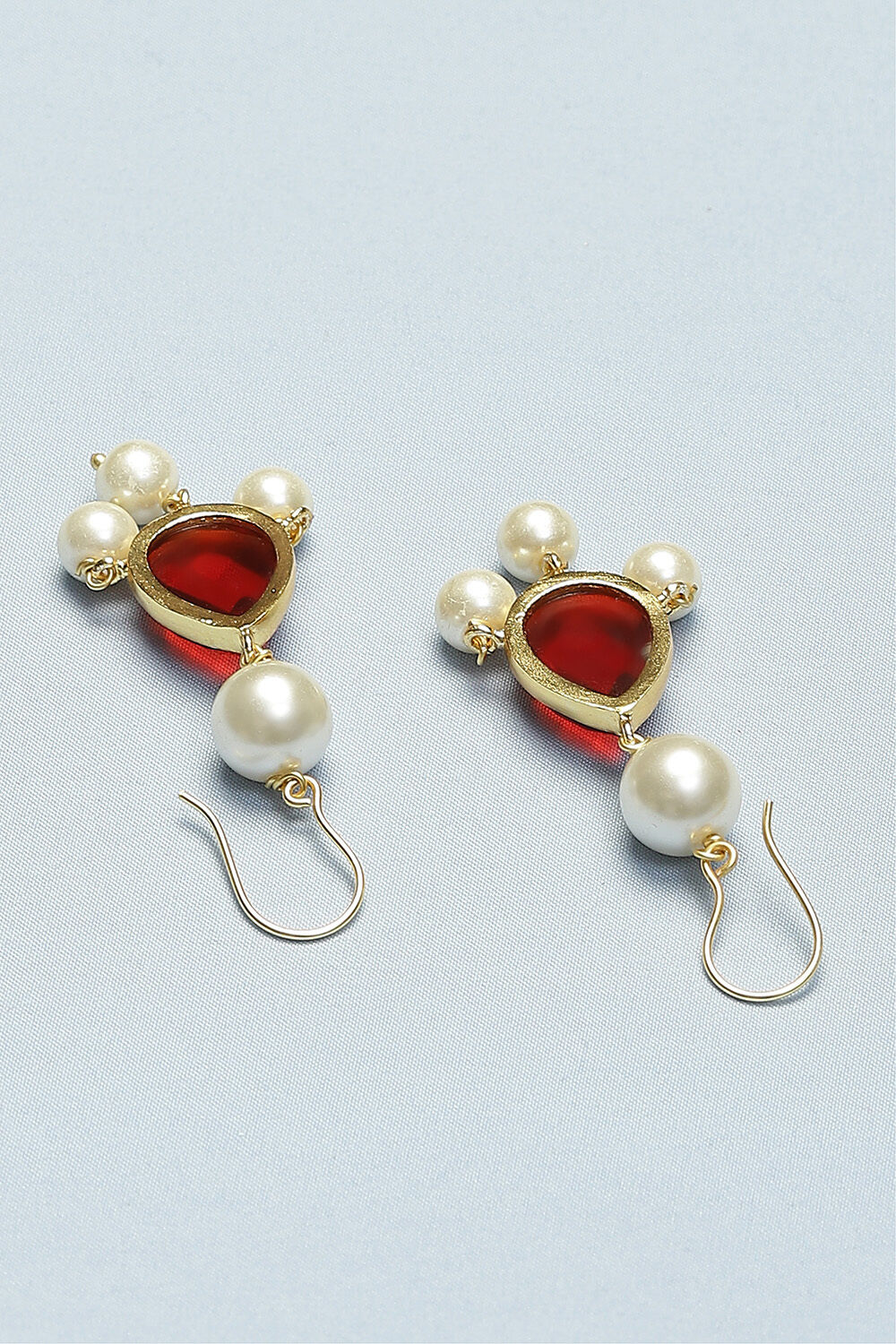 Red Pearl Drop Earrings image number 2