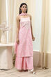Pink Cotton Floral Strappy Straight Suit Set image number 5