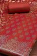 Rust Banarasi Chanderi Banarasi Print Unstitched Suit Set image number 1
