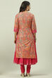 Fuschia Cotton Layered Kurta Churidar Suit Set image number 10