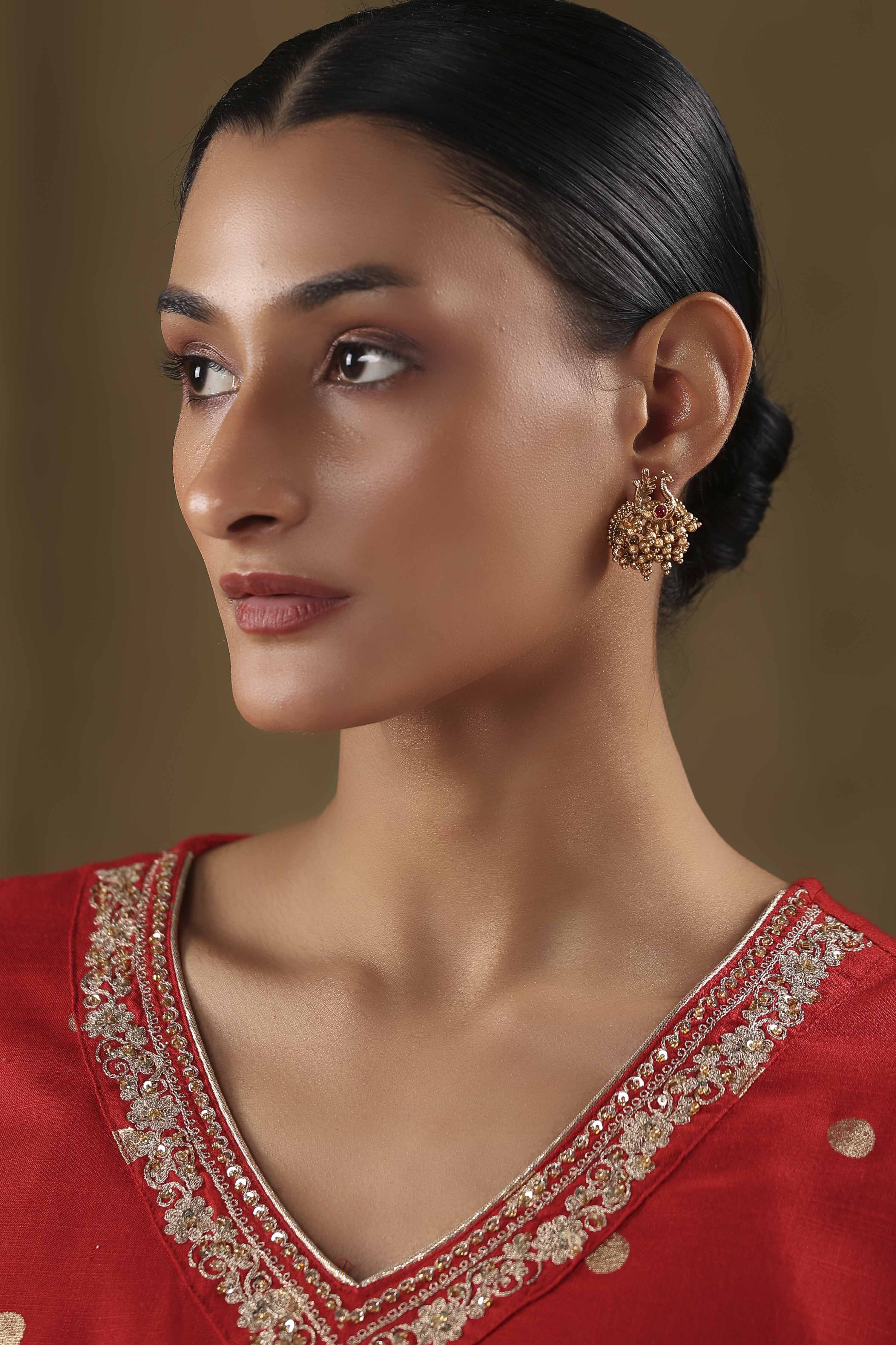 Red Stone Earrings image number 3