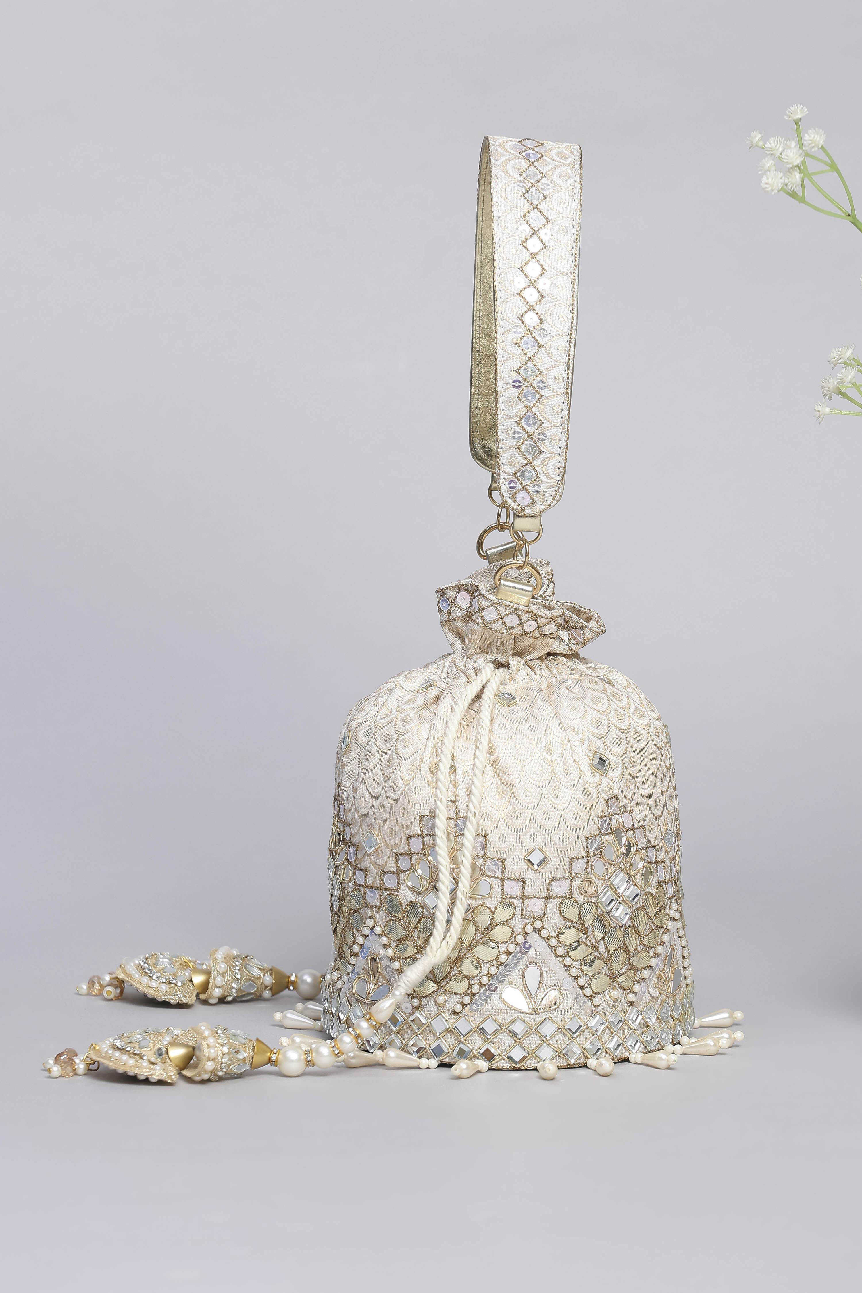 Ivory Polycotton Potli image number 3