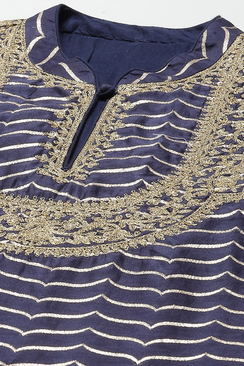 Blue Cotton Silk Straight Yarndyed Suit Set image number 1