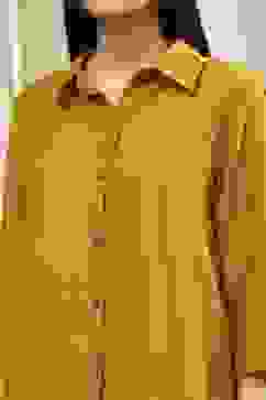 Ochre Yellow Dyed High-Low Shirt image number 1