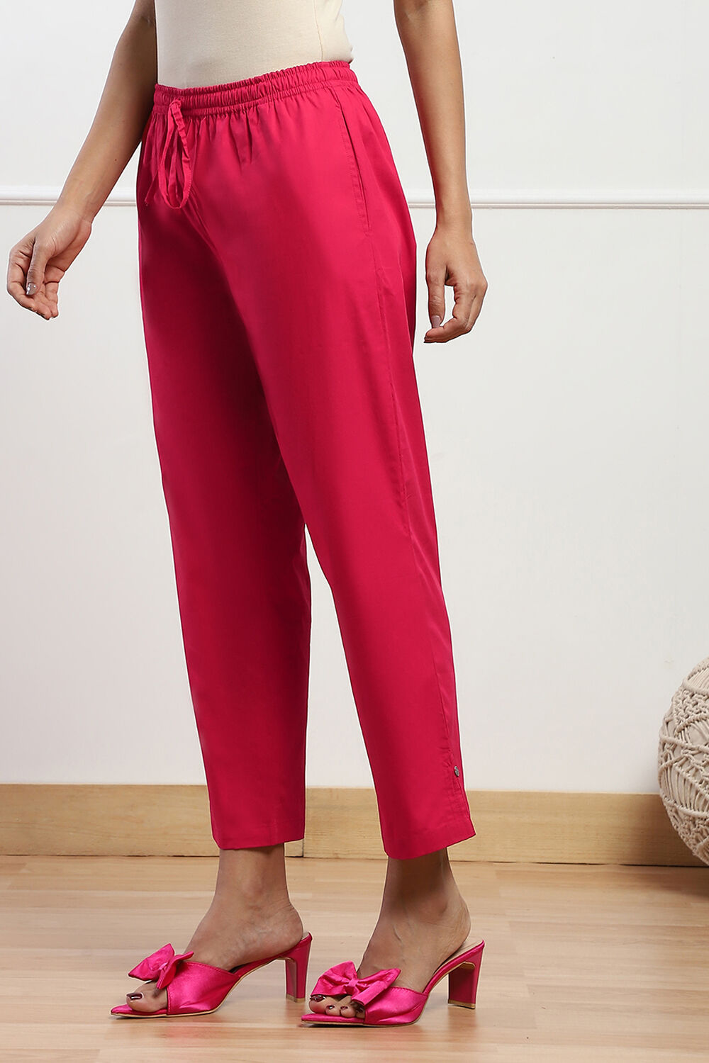 Black Cotton Solid Pants image number 2