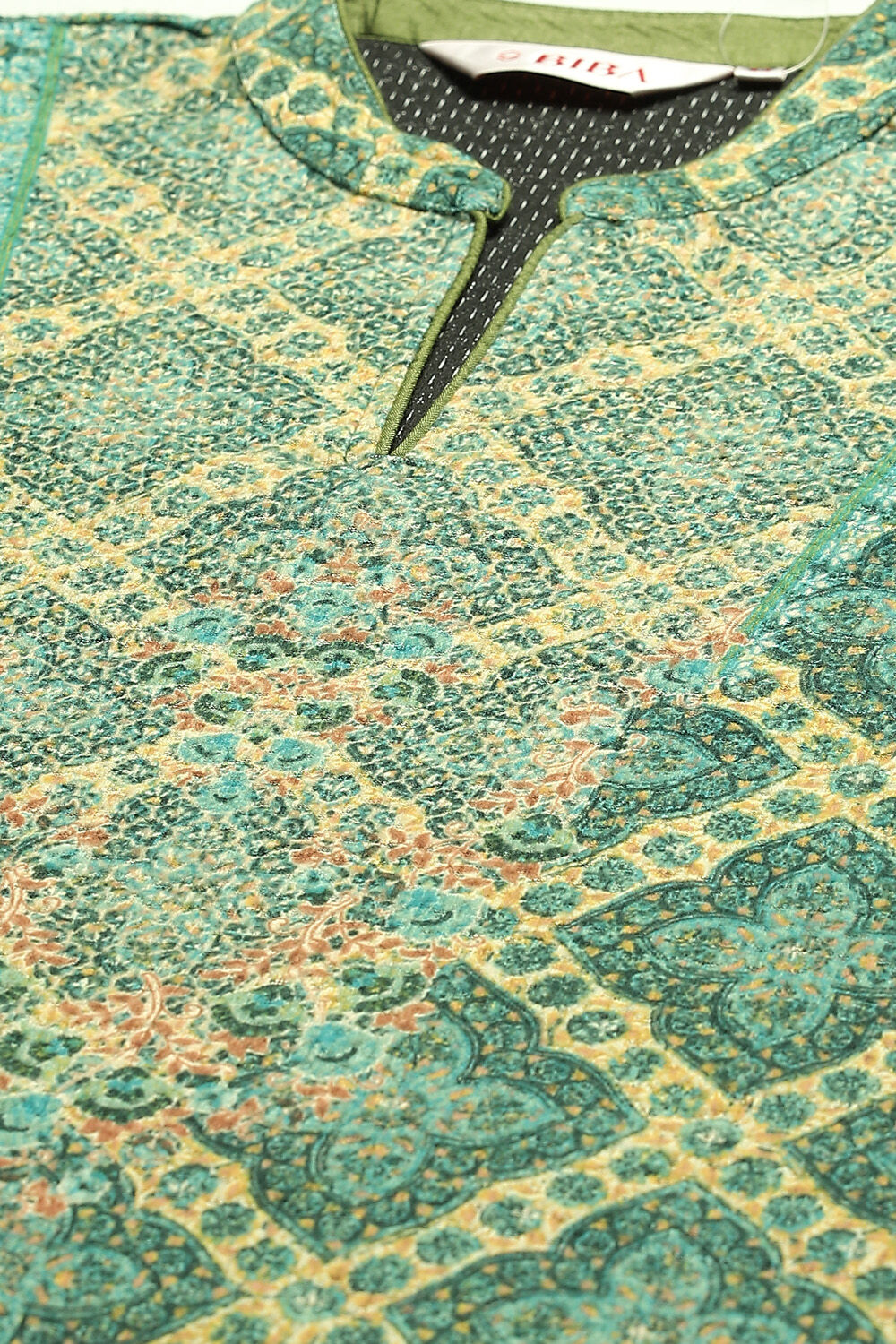 Orange Acrylic Straight Printed Kurta image number 3