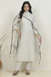Grey Chanderi Machine Embroidered Unstitched Suit Set image number 1