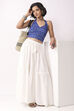 White Cotton Tiered Maxi Skirt