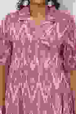 Pink Cotton Ikat Printed Flared Dress image number 1