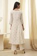 Cream-Colored Cotton Foil Printed Kalidar Suit Set image number 4