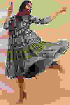 Black Cotton Tiered Dress image number 4