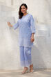 Sky Blue Cotton Schiffli Kurta & Palazzo Suit Set image number 3