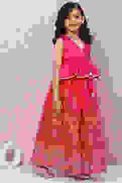 Plum Art Silk Flared Lehenga image number 5