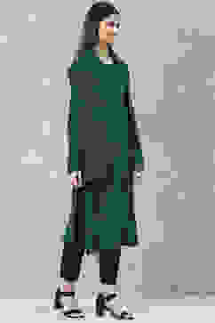 Teal Acrylic Straight Scarf Set Yarndyed Kurta image number 6